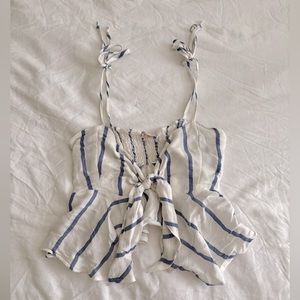 White and Blue Striped Summer Crop Top